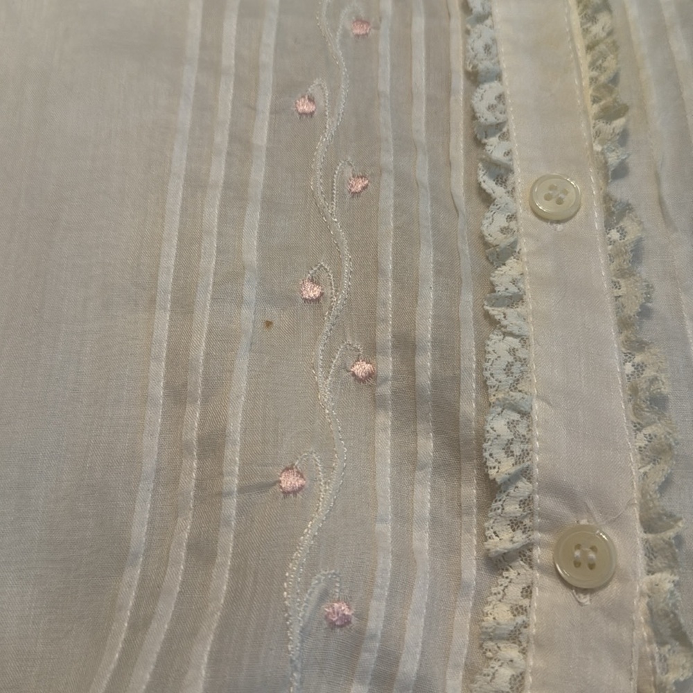Vintage Neiman Marcus White Lace Detail Button Down Blouse Size XS/S - Picture 11 of 11
